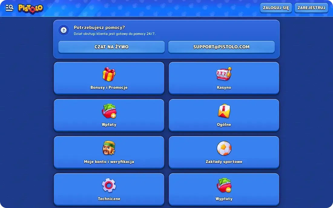 często zadawane pytania dotyczące kasyna pistolo